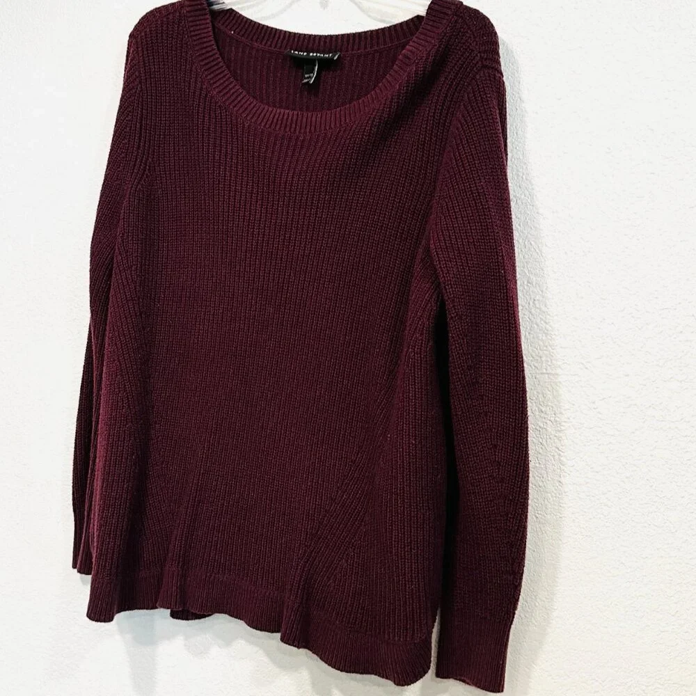 Lane Bryant Knit Sweater Burgundy Long Sleeve Pullover Boat Neck Plus Size 14/16 - Picture 6 of 9